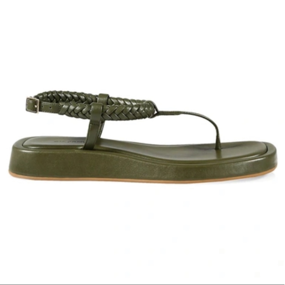 Gia X Rhw Braided Leather Sandals In Open Green